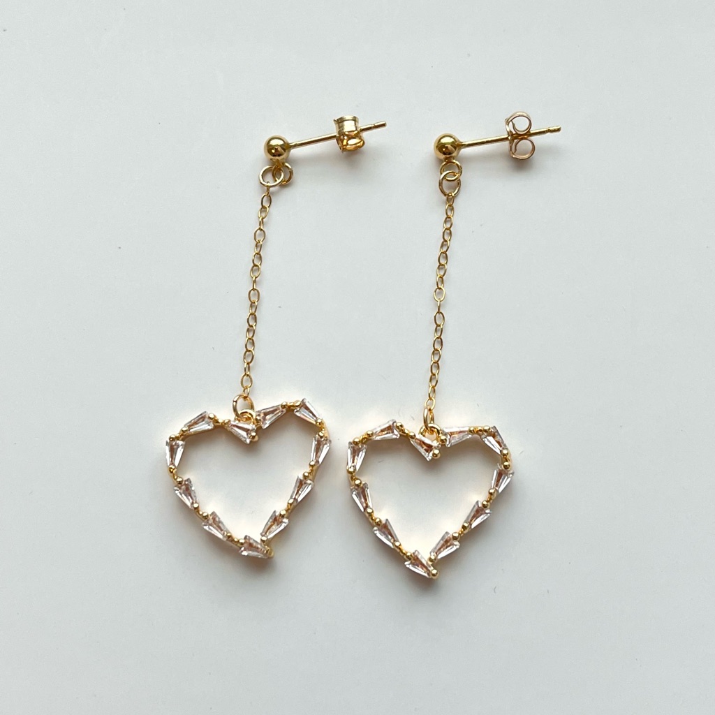 Handmade Unique 14k Gold Filled Heart Drop Earrings